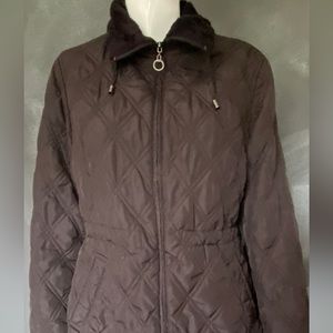 N0072 Weatherproof Padded Black / dark brown Women Jacket Medium Zippered